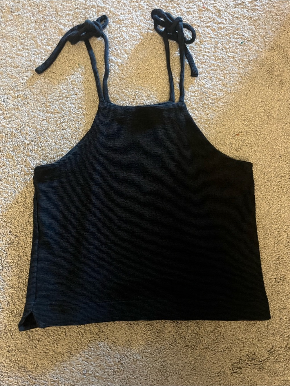 Madewell Black Tie-Shoulder Ribbed Crop Camisole